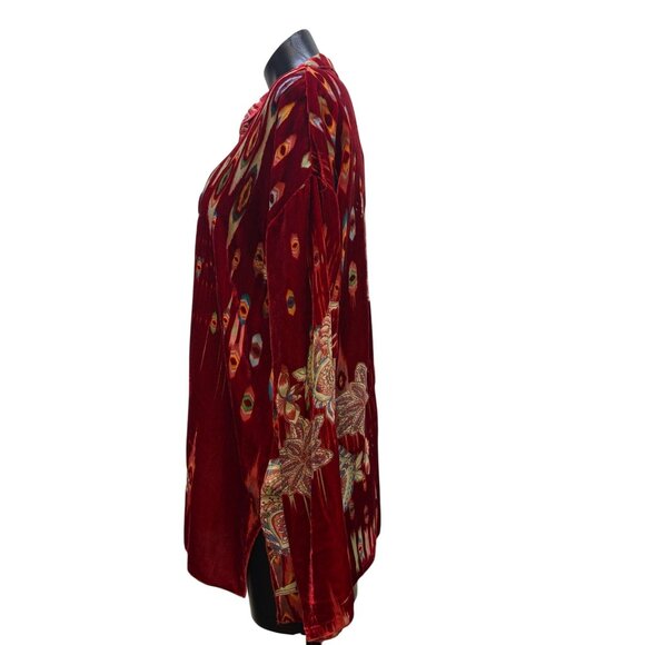 Johnny Was Red Velvet Button-Up Blouse S - Picture 4 of 7